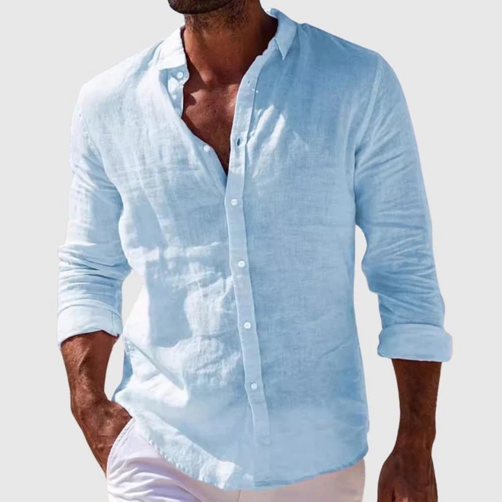 Sky Blue Men's Sorrento Linen Button-Down Shirt